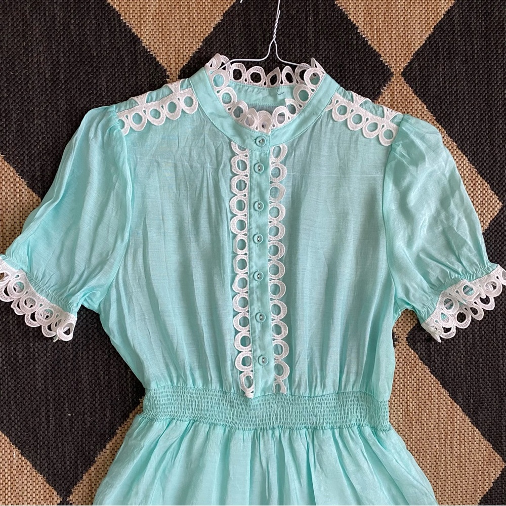 Tuckernuck Mint Green Lace-Trim Mini Dress - Picture 4 of 11